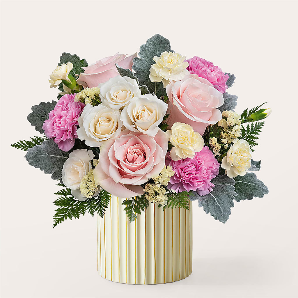 Blissful Moments Bouquet with Ivory Vase – Kennedale Florist, Saginaw TX