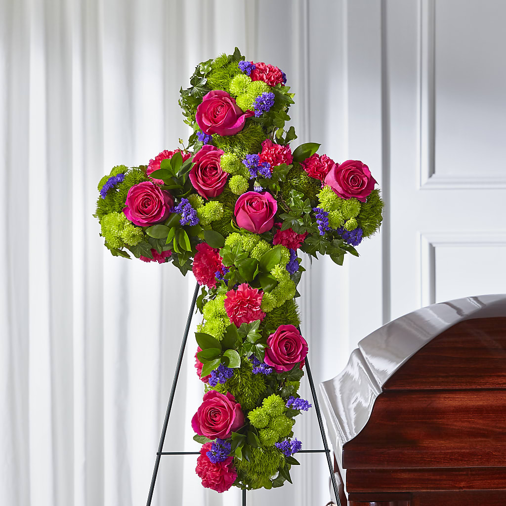 Tribute Rose Floral Cross – Kennedale Florist, Saginaw TX