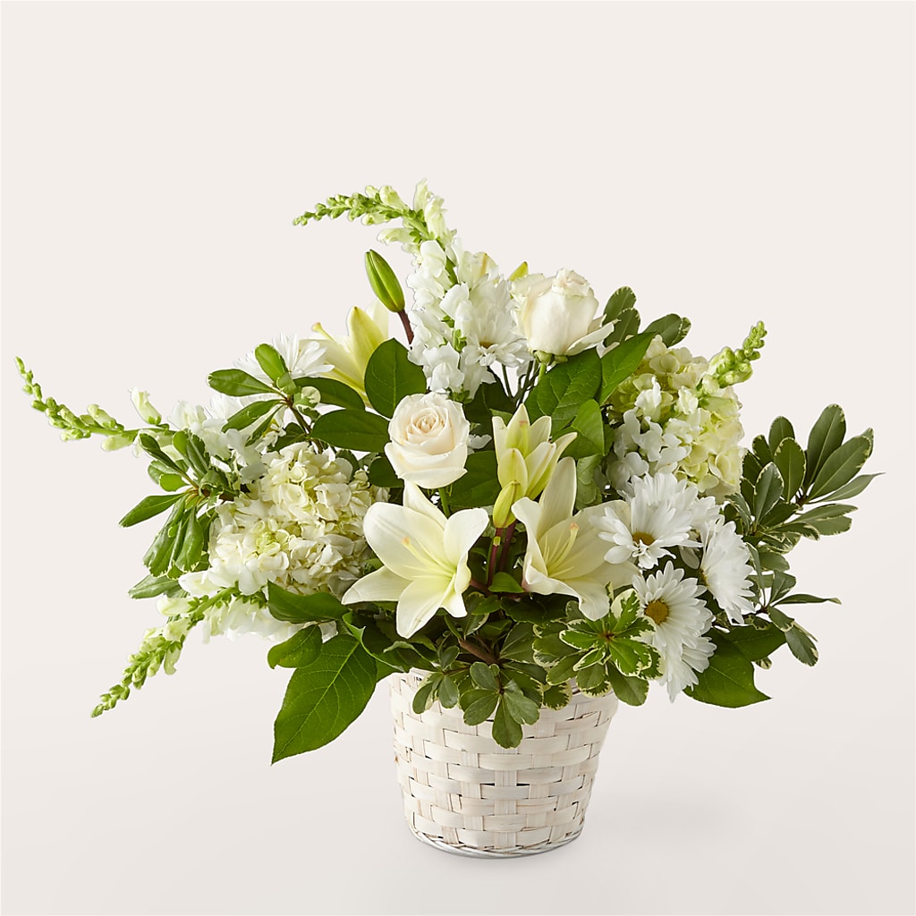 Ivory Elegance Floral Basket – Kennedale Florist, Saginaw TX