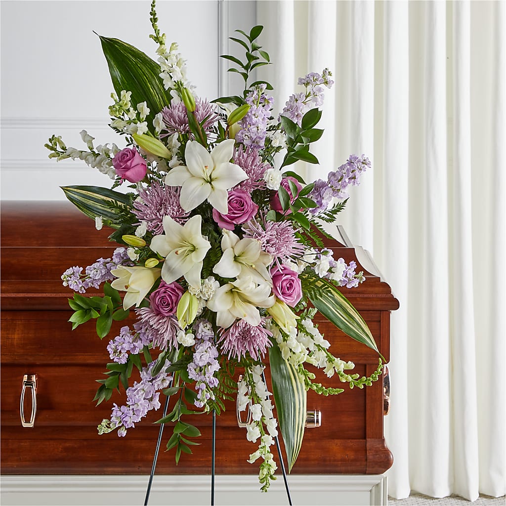 Grateful Hearts Standing Spray – Kennedale Florist, Saginaw TX
