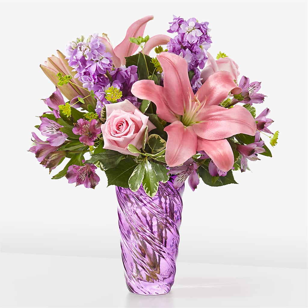 Precious Petals Bouquet with Luxe Swirl Vase – Kennedale Florist, Saginaw TX