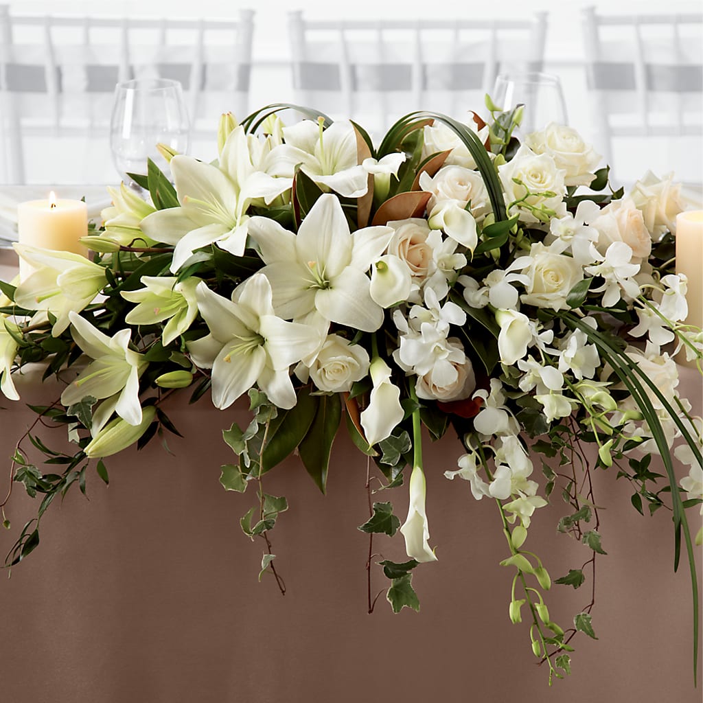 White Linen Arrangement – Kennedale Florist, Saginaw TX