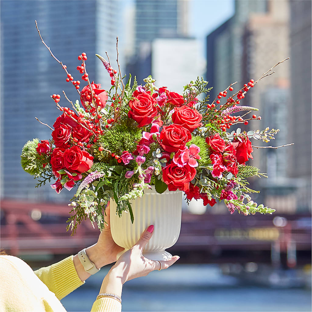 Big Red Bow Bouquet –  Kennedale Florist, Saginaw TX