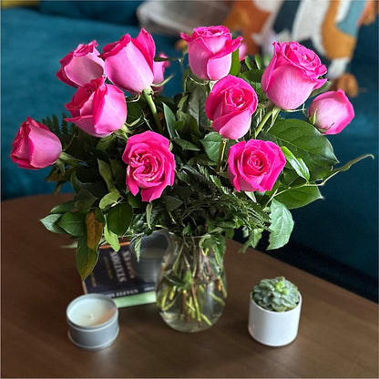 Long Stem Pink Rose Bouquet –  Kennedale Florist, Saginaw TX