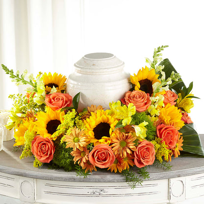 Faithful Sunflower Cremation Adornment –  Kennedale Florist, Saginaw TX