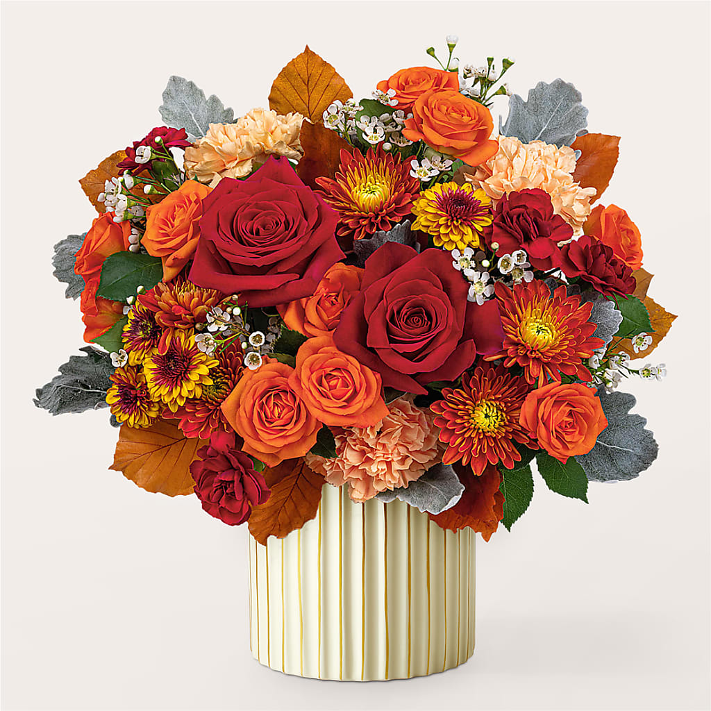 Merlot Bouquet with Ivory Vase –  Kennedale Florist, Saginaw TX