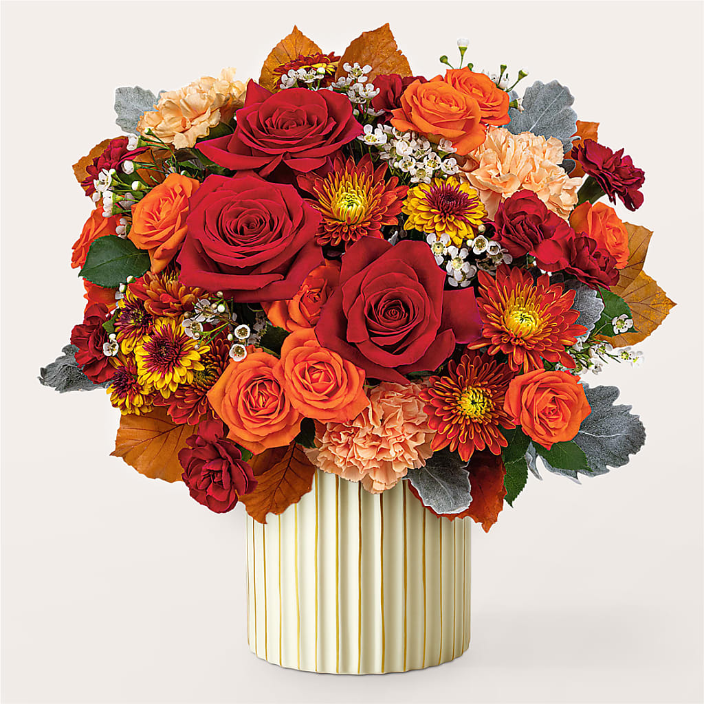 Merlot Bouquet with Ivory Vase –  Kennedale Florist, Saginaw TX